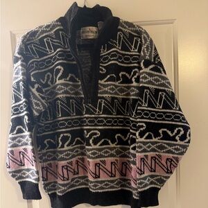 Nordstrom Pink and Black Patterned Wool Sweater
